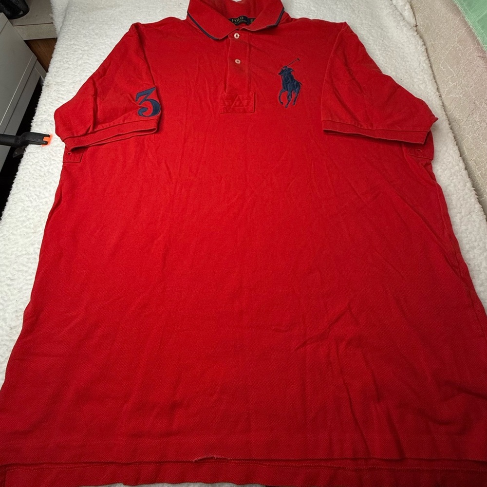 Polo Ralph Lauren Big Pony Red Polo Shirt Men's Short Sleeve XL TALL FLAWED